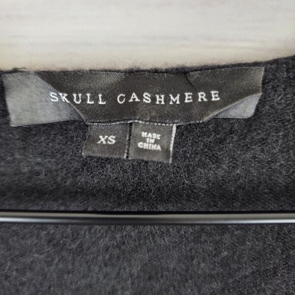 Skull Cashmere Sz XS Tyrone Sweater Top Cutout Slit Long Sleeve Black Goth Punk - Picture 4 of 11